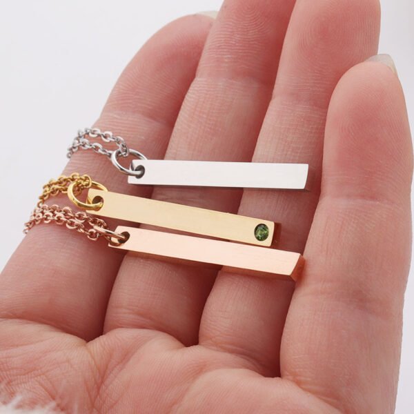 12 Birthstone Rhinestones Stainless Steel Logo Custom Necklace Pendant  for Women - Image 3