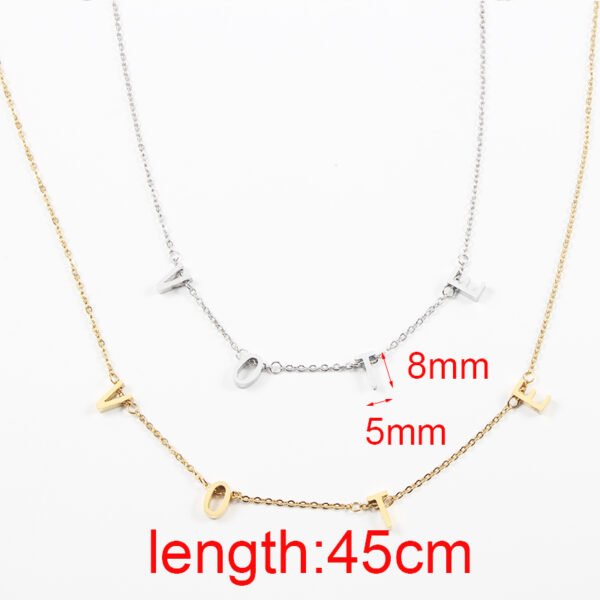 Gold Plated Stainless Steel American President Voting Michelle VOTE Letter Necklace - Image 2
