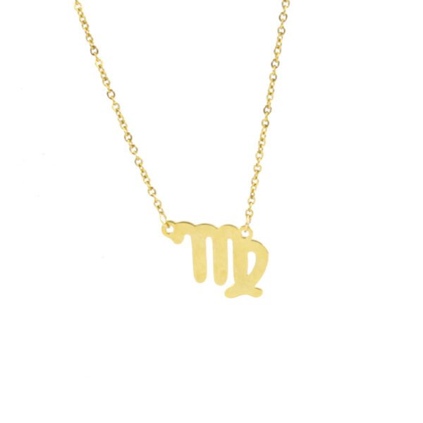 Stainless Steel High Polished DIY Zodiac Sign Pendant Necklace Gold Plated Gift - صورة 2