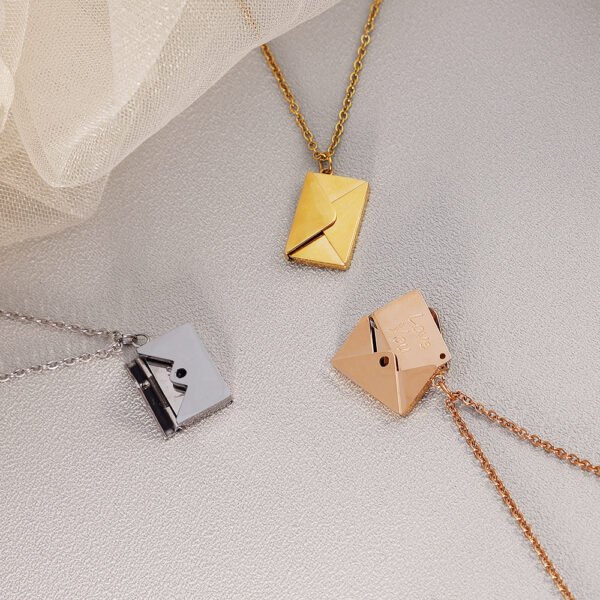 Mirror Polished Stainless Steel Confession Love Lover's Gift Necklace Envelopes