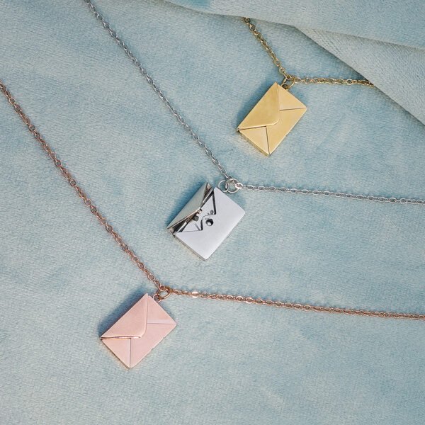 Mirror Polished Stainless Steel Confession Love Lover's Gift Necklace Envelopes - Image 5