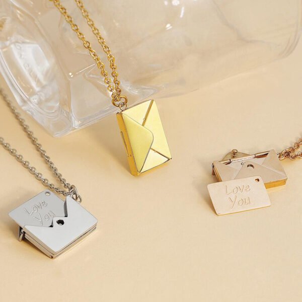 Mirror Polished Stainless Steel Confession Love Lover's Gift Necklace Envelopes - Image 6