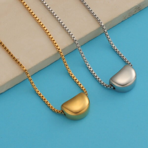 Minimalist Non Tarnish Free Waterproof Jewelry Gold/Silver Box Chain Necklace Stainless Steel Bean Seed Shape Pendant Necklace - Image 2