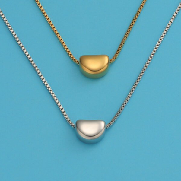 Minimalist Non Tarnish Free Waterproof Jewelry Gold/Silver Box Chain Necklace Stainless Steel Bean Seed Shape Pendant Necklace - Image 5