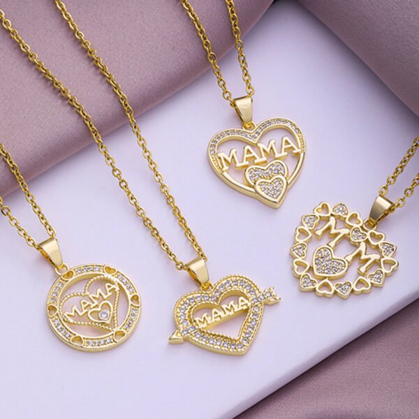 Fashion Mothers Day Heart Shaped Letter Mom Necklace CZ Necklace Moon Shaped MOM Necklace Jewelry