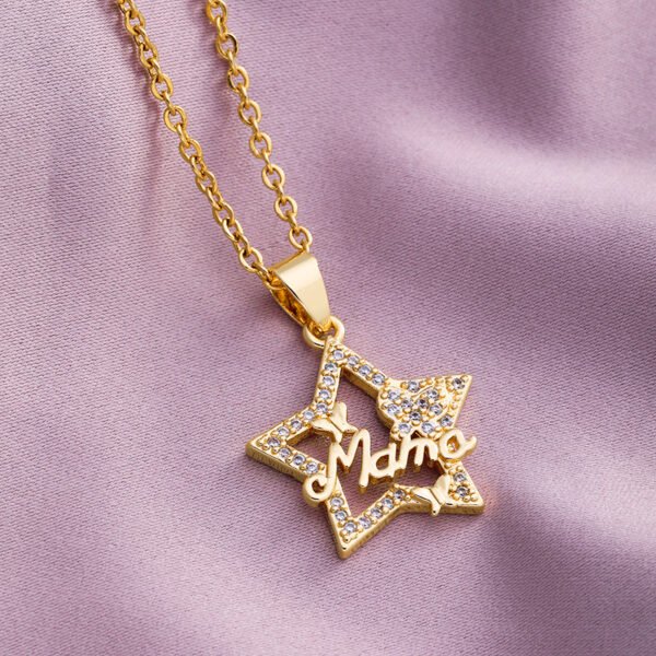 Fashion Mothers Day Heart Shaped Letter Mom Necklace CZ Necklace Moon Shaped MOM Necklace Jewelry - Bild 5