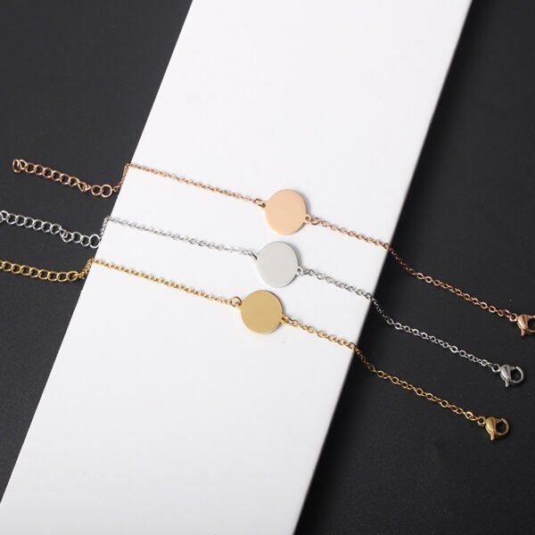 Factory Wholesale 18K Gold Plated Custom Name Stainless Steel Women Round Charm Bracelet Chain - Image 2