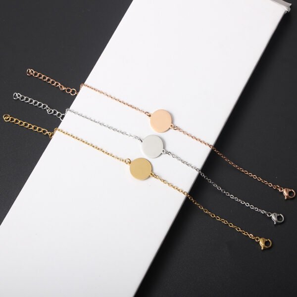 Factory Wholesale 18K Gold Plated Custom Name Stainless Steel Women Round Charm Bracelet Chain - Image 3