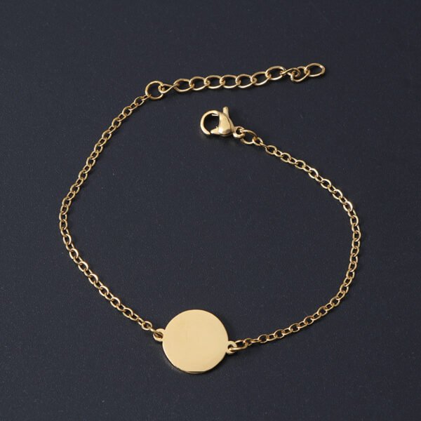 Factory Wholesale 18K Gold Plated Custom Name Stainless Steel Women Round Charm Bracelet Chain - Image 4
