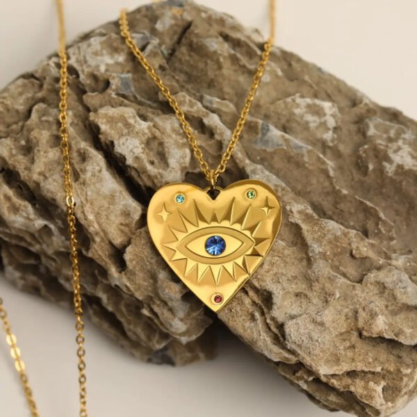 Simple Stainless Steel Evil Eye Pendant Necklace Tarnish Free Titanium Steel Zircon Evil Eyes Necklaces