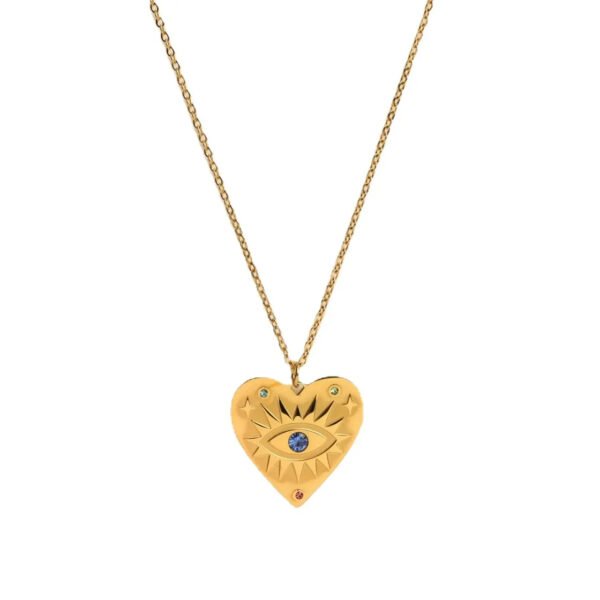 Simple Stainless Steel Evil Eye Pendant Necklace Tarnish Free Titanium Steel Zircon Evil Eyes Necklaces - صورة 2