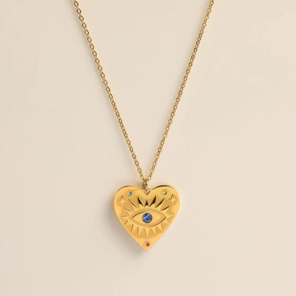 Simple Stainless Steel Evil Eye Pendant Necklace Tarnish Free Titanium Steel Zircon Evil Eyes Necklaces - صورة 3