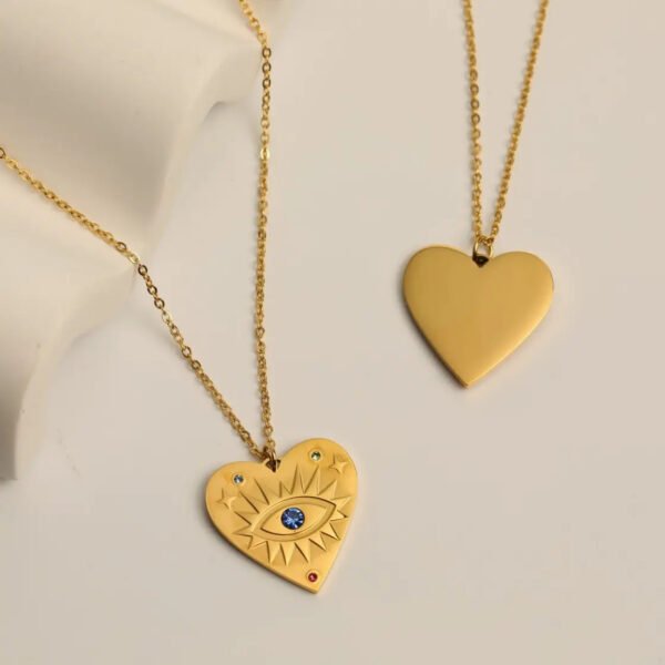 Simple Stainless Steel Evil Eye Pendant Necklace Tarnish Free Titanium Steel Zircon Evil Eyes Necklaces - صورة 4