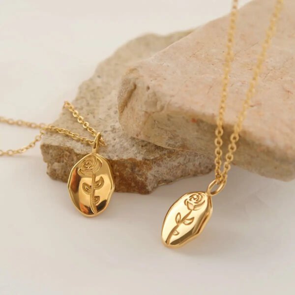 New 18K Gold Plating Tarnish Free Jewelry Flower Rose Gold Necklaces Non Tarnish Titanium Steel Rose Flower Necklace - Image 6