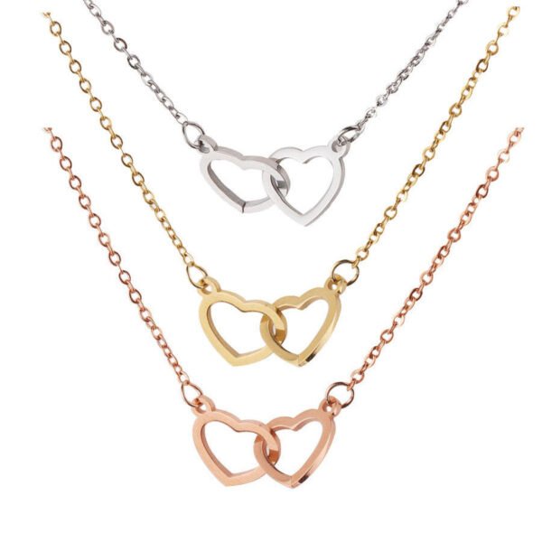 Minimalist Gold Heart Necklace Stainless Steel Hollow Heart Pendant Necklace Cheap Titanium Steel Necklace