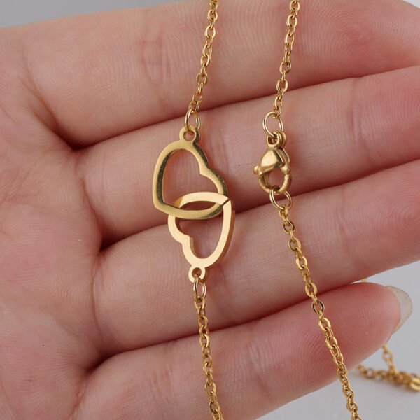 Minimalist Gold Heart Necklace Stainless Steel Hollow Heart Pendant Necklace Cheap Titanium Steel Necklace - Image 2