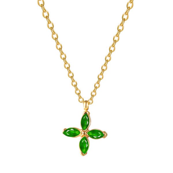 Factory Wholesale Green Crystal Necklace Stainless Steel Gemstone Pendant Necklaces For Women - Image 5