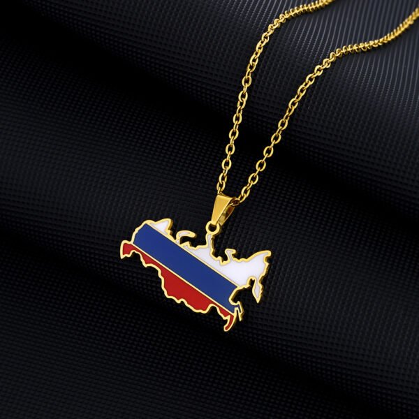 New Arrivals Stainless Steel Necklace Jewelry Russia Pendant Map Necklaces - صورة 2