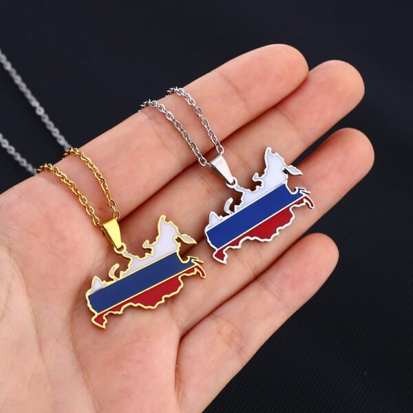New Arrivals Stainless Steel Necklace Jewelry Russia Pendant Map Necklaces - صورة 5