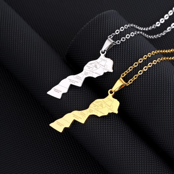 Hot Sales Stainless Steel Gold Plated New Geometric Morocco Africa Map Necklace