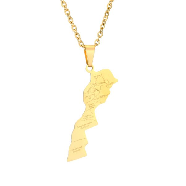 Hot Sales Stainless Steel Gold Plated New Geometric Morocco Africa Map Necklace - صورة 2