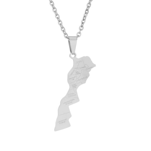 Hot Sales Stainless Steel Gold Plated New Geometric Morocco Africa Map Necklace - صورة 3