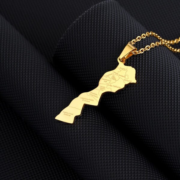 Hot Sales Stainless Steel Gold Plated New Geometric Morocco Africa Map Necklace - صورة 4