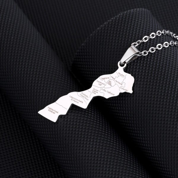 Hot Sales Stainless Steel Gold Plated New Geometric Morocco Africa Map Necklace - صورة 5