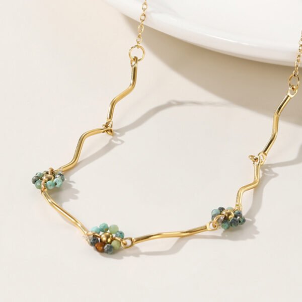 High Quality Flower Necklaces Stainless Steel Jewelry 14K Gold Plated Cute Women Necklace - صورة 2