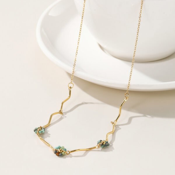 High Quality Flower Necklaces Stainless Steel Jewelry 14K Gold Plated Cute Women Necklace - صورة 4