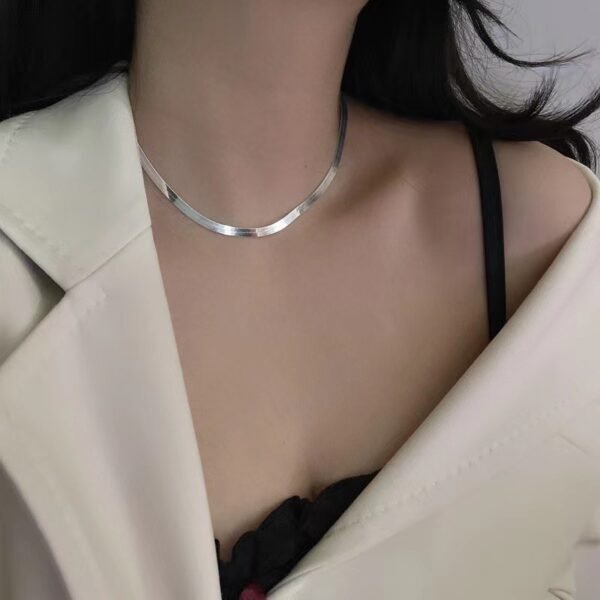 DIY Custom Flat Snake Chain Necklace Women 14K Gold Plated Stainless Steel Necklace - Image 6