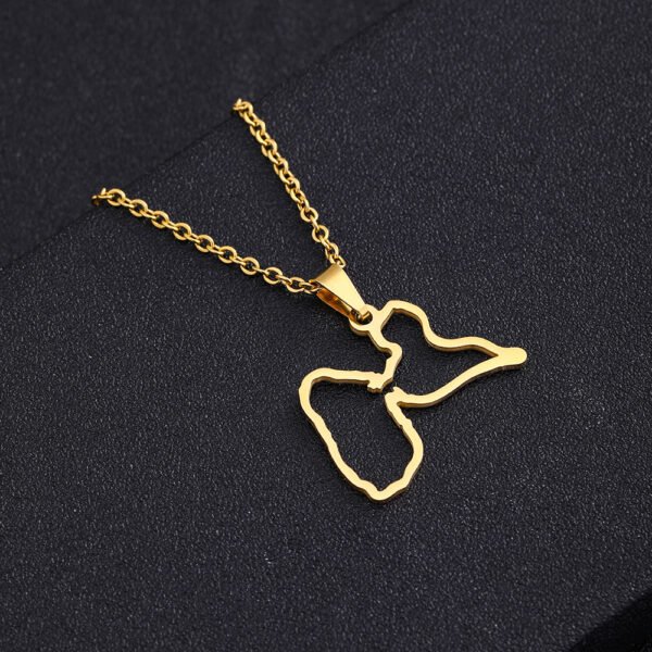 Hot Sale Custom Stainless Steel Necklace Ethnic Style Guadeloupe France Map Necklace for Men Women - صورة 4