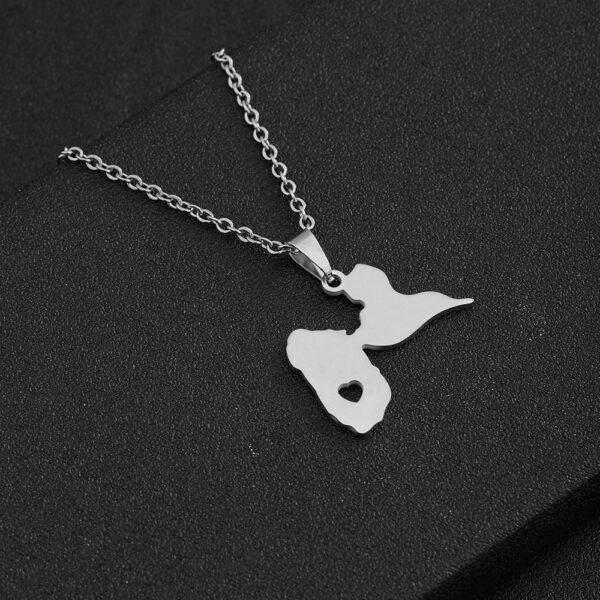 Hot Sale Custom Stainless Steel Necklace Ethnic Style Guadeloupe France Map Necklace for Men Women - صورة 5