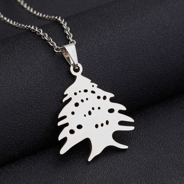 New Design 18K Gold Plated Stainless Steel Coat of Arms of Lebanon Map Pendant Necklaces for Women Men - Image 3