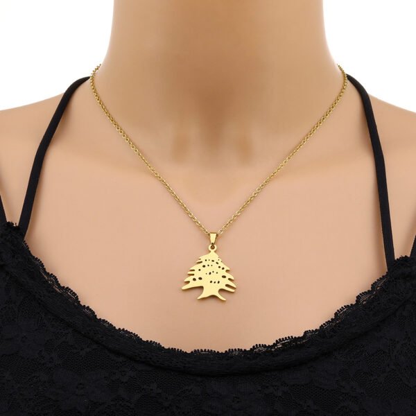 New Design 18K Gold Plated Stainless Steel Coat of Arms of Lebanon Map Pendant Necklaces for Women Men - Image 6