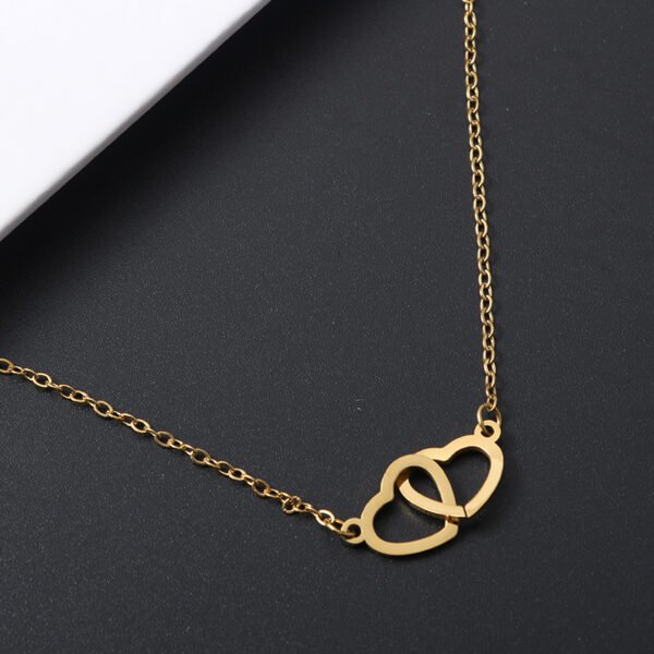 Wholesale Valentine's Day Gift Non Tarnish Waterproof Stainless Steel Women Interlocking Heart Necklace - Image 5