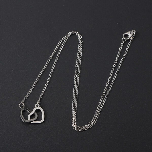 Wholesale Valentine's Day Gift Non Tarnish Waterproof Stainless Steel Women Interlocking Heart Necklace - Image 6