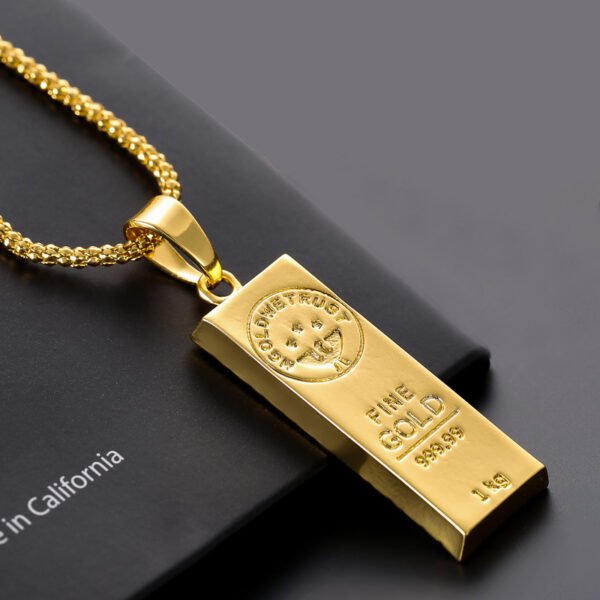 Low Moq OEM/ODM Necklace Women Luxury Imitate Gold Bar Engraved Hip Hop Men's Jewelry Necklace