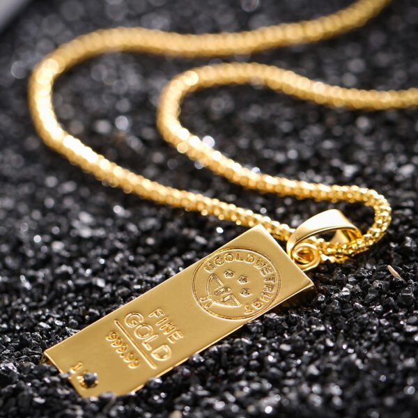 Low Moq OEM/ODM Necklace Women Luxury Imitate Gold Bar Engraved Hip Hop Men's Jewelry Necklace - Bild 3