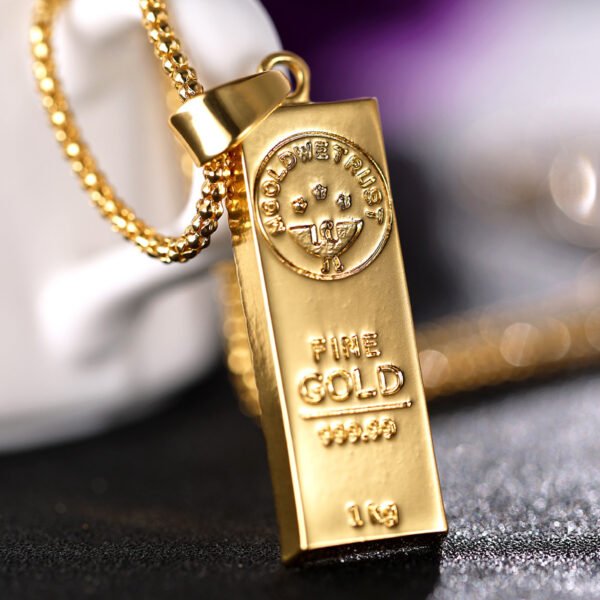 Low Moq OEM/ODM Necklace Women Luxury Imitate Gold Bar Engraved Hip Hop Men's Jewelry Necklace - Bild 5