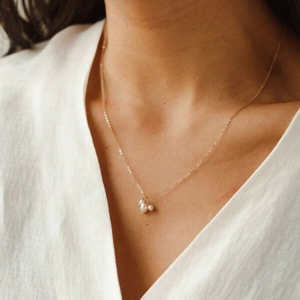 High Quality Pearl Necklace Women Chain Choker Personalize Korea 14K Gold Plated Necklace - Imagen 2