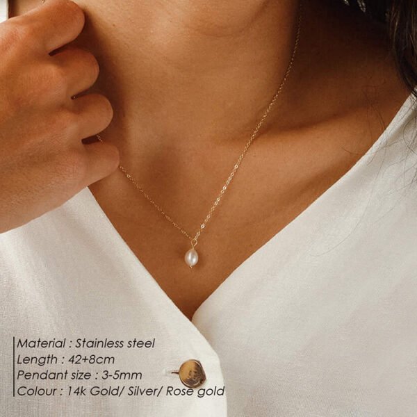 High Quality Pearl Necklace Women Chain Choker Personalize Korea 14K Gold Plated Necklace - Imagen 4