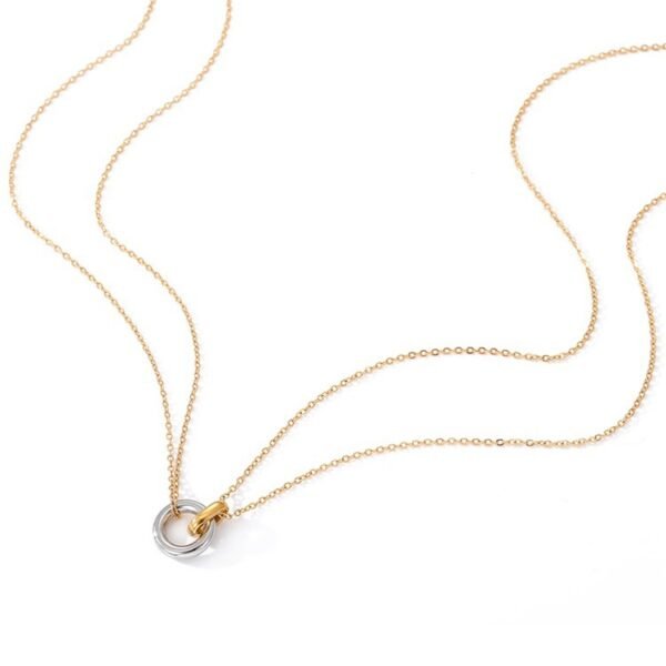 Wholesale Popular Stainless Steel Necklace Dainty Interlocking Circles Layer Necklace for Women - Image 2
