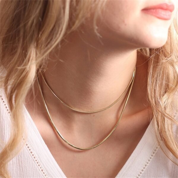 Popular Stainless Steel Snake Necklace Statement Women Jewelry Ladies Minimalist Necklace - صورة 2