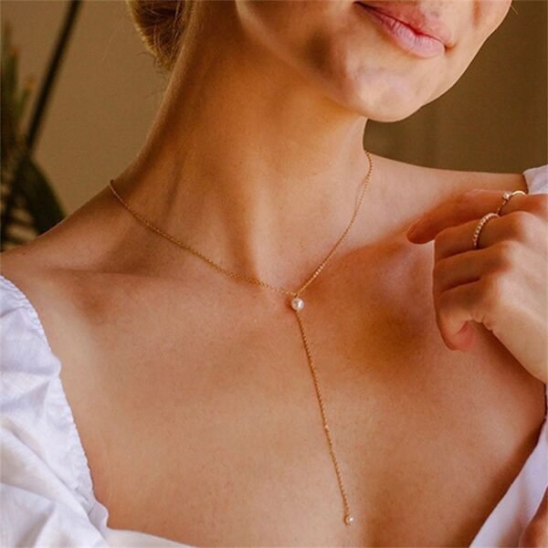 Quality Assurance New Stainless Steel Jewelry Pearl A Necklace 14K Gold Plated Statement Party Necklace - صورة 2