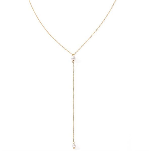 Quality Assurance New Stainless Steel Jewelry Pearl A Necklace 14K Gold Plated Statement Party Necklace - صورة 6