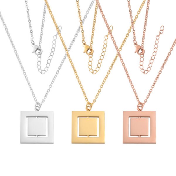 Custom Necklaces Factory Direct Sales Square Pendant Engraved Necklace Infinity Stainless Steel Necklaces