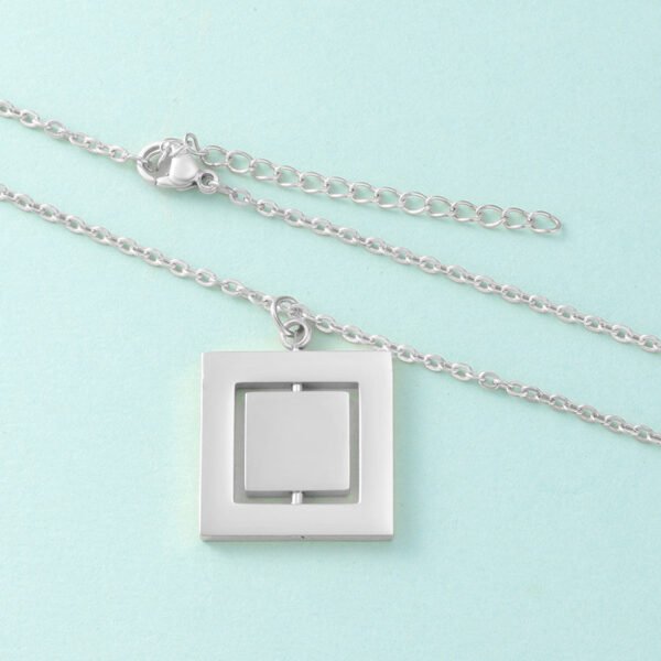 Custom Necklaces Factory Direct Sales Square Pendant Engraved Necklace Infinity Stainless Steel Necklaces - Image 2