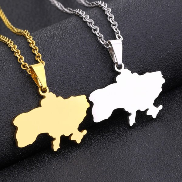New Design Non Tarnish Map of Ukraine Pendent Necklace High Quality 18k Gold Stainless Steel Map Necklace Jewelry Women