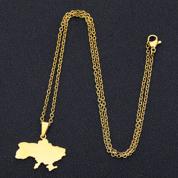 New Design Non Tarnish Map of Ukraine Pendent Necklace High Quality 18k Gold Stainless Steel Map Necklace Jewelry Women - Imagen 2